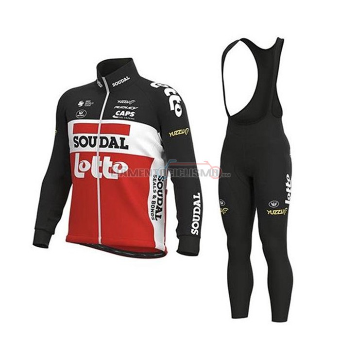 Abbigliamento Ciclismo Lotto Soudal Manica Lunga 2020 Nero Bianco Rosso